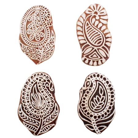 Set of 4 Piece New Mix Wooden Printing Block